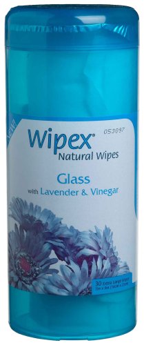 Natural Glass Wipes With Lavender & Vinegar, 30-Count Containers (Pack of 4) by Wipex