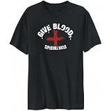 T-Shirt Mens Black ” Give blood, Superbike Racer ” Sports Picture