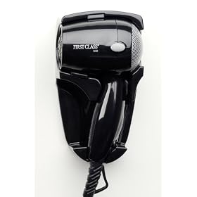Jerdon First Class Wall Mount Hair Dryer, 1600 watts, 2 Speeds/Heat Settings