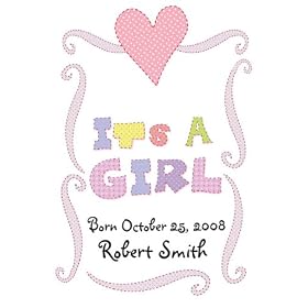 Its a Girl Heart Announcement Design Personalized White Coffe - Unassembled (Set of 24)