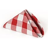 LinenTablecloth 15-Inch Polyester Napkins (1-Dozen) Red & White Checker