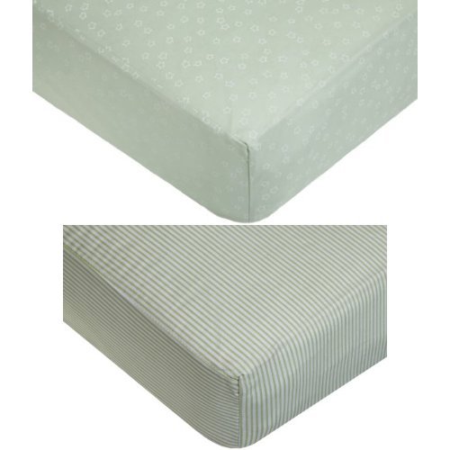 American Baby Company Celery Stars Stripes Fitted Crib Sheet Bundle