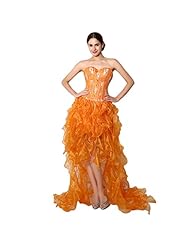 Cocktail Beaded Applique Lace-Up Asymmetric Organza  Dress