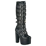 5 1/2 Inch Trendy Gothic Boots Black Platform Boots Metal Plates On Laces Black