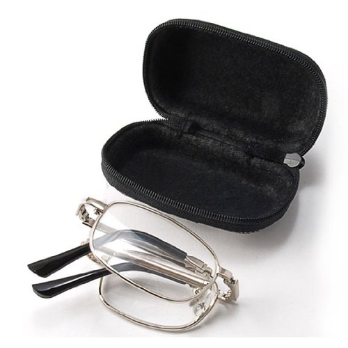 Anti Fatigue Clear Eye Vision Foldable Reading Glasses Eyewear with Pocket Nylon Hard Case (+1.00)