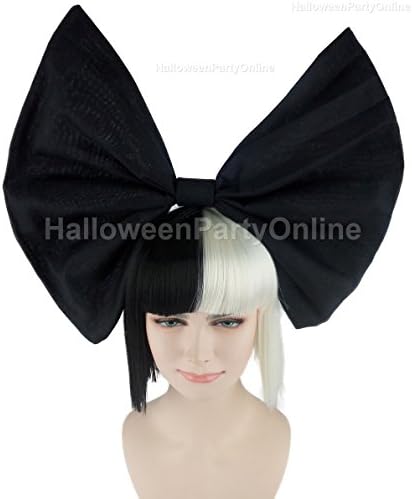 Halloween Party SIA Black &amp; White Wig Small Black Bow Costume Cosplay Online HW-210