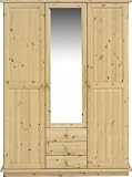 Steens 25230819 Kleiderschrank Romo 208 x 156 x 60 cm Kiefer massive, natur lackiert mit Spiegelt&uuml;r