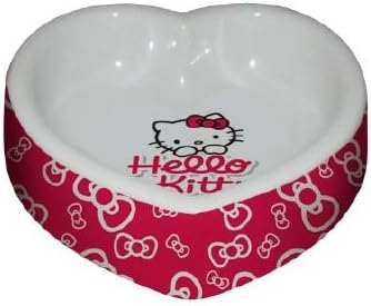 Hello Kitty Heart Shaped Melamine Pet, Dog, Cat Feeding Bowl