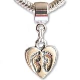 New Baby Footprints Sterling Silver Dangle Charm Bead Fits Pandora Bracelets