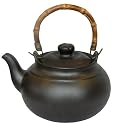 Joyce Chen 2 Quart Ceramic Tea Kettle with Bamboo Handle, Ebony