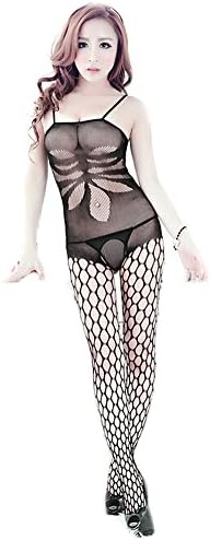 Feeten Women's Hot Cleavage-exposed Transparent Mesh Sexy Underwear, Black