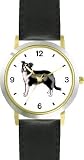 Border Collie Dog - WATCHBUDDY DELUXE TWO-TONE THEME WATCH - Arabic Numbers - Black Leather Strap-Children's Size-Small ( Boy's Size & Girl's Size )