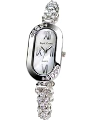 Gemorie Women Fashion Oval Watch with Jewelry Band in Rhodium Plating (128969)