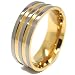 Blue Chip Unlimited - 8mm Titanium Triple Silver & 18k Gold Plated Wedding Ring Men's Wedding Rings Men's Engagement Bands Designer Rings Size (8)