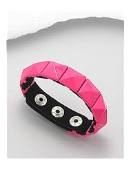 Deep Pink Plastic Colored Enamel Bracelet In White Base
