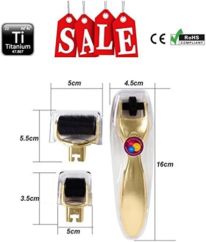 Luxury Gold Derma System Kit 3-in-1 with PINS (0.5mm, 1.5mm, 2mm) wrinkles, sun damage, acne scars, stretch marks, cellulite