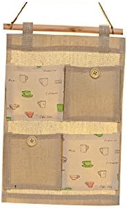 Niubai Cotton/Linen Fabric Wall Hanging Organizer 4-Pockets Door Hanging Storage Bag