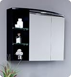 Wood Finish Bathroom Medicine Cabinet with 3 Open Shelves FMC3013WG: 31.5