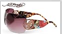 ED HARDY EHS 024 BEYONCE 2 TORTOISE RIMLESS SWAROSKI SHIELD SUNGLASSES