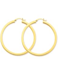 3mm, 14K Yellow Gold Square Tube Hoop Earrings, 50mm (1 7/8")