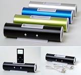 Ricco V5 Aluminum Travel Docking Speaker Charger Compatible with ALL Generations of iPhone iPod Touch Nano Classic 2G 3G 3GS/3G 4 G4 S G2 G3 G5 G6 8GB 16GB 32GB 64GB - 3.5mm audio input for mobile phones laptops PSPs- Great for Gift (BLACK)