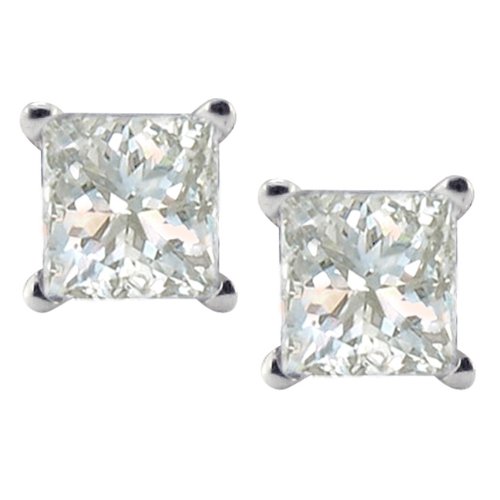 41htuGdgZWL 14k White Gold PrincessCut Diamond Stud Earrings 1