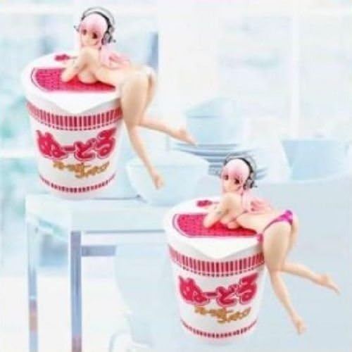 Super Sonico Noodle Stopper Figure 2 Set White Pink Sexy Cute Girl Japan Anime
