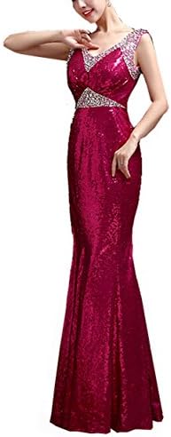 TBY Women's Bride Slim Fitted Long Fishtail Dress Sequins Prom Gowns (2, Rose)