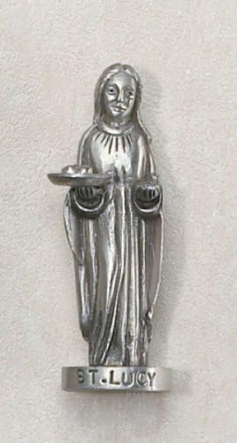 Small Pewter 3" St. Lucy Statue, Saint Lucy. Catholic Saint Lucy Patron Saint of the Blind, Eye Disorders, Eye Problems, Salespeople, Eye Disease, Eyes, Blindness, Authors, Cutlers, Dysentery, Glaziers, Hemorrhages, Laborers, Martyrs, Peasants, Saddler, Salesmen, Stained Glass Workers, Throat Infections, Writers, .