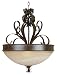 Yosemite Home Decor 93953-3FGS McKensi Three Light Foyer Pendant with Tea Stained Glass in Bronze Patina Finish, 16.25 x 22