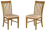 Caramel Latte Mission Dining Chairs (2) with Oatmeal Seat Cushions by Atlan ....
