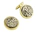 Search : Gold plated cufflinks set with vintage watch movements with presentation box. Made in the USA