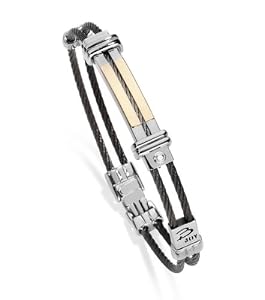 B-JOY - Armband herren mit gold 750 ( 18 karat ) und diamant cts 0.005 H/SI , chirurgischem Stahl 316L , 20.5cm - BR-BJ-6709