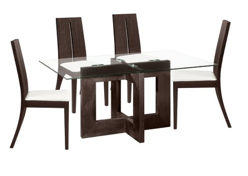 Modern Glass Top Dining Set 5 Piece