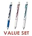 Pentel Energel Deluxe RTX Retractable Liquid Gel Pen,0.5mm, Fine Line, Needle Tip,Pearl Body Type, Black. Ink, 3 Color Accent Assort-Each 1 Pens/Total 3 Pens Value Set（With Our Shop Original Product