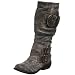 Two Lips Women's Warrior Mid Calf Leather Buckle Boot,Black,8.5 M US