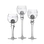Clear Glass Candle Holder with Etching Leaf, Set of 3