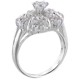 Sterling Silver Round Cut Cz Carousel Promise Cluster Wedding Engagement Ring
