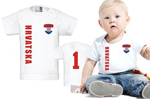 Kroatien BABY EM T-Shirt – Trikot Look – Gr. 56-86 – weiß (80/86)