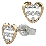 Dazzling Heart 18k White & Rose Gold Stud Earrings - Dahlia Classic Collection