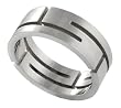 Stainless Steel Brushed Satin Flat Band with Cutout Design