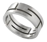 Stainless Steel Brushed Satin Flat Band with Cutout Design