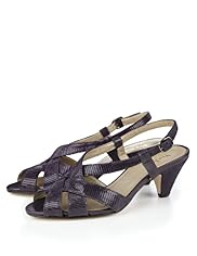 Leather Faux Snakeskin Crossover Slingback Sandals