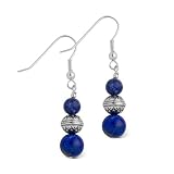 Silver Bead and Lapis Earrings