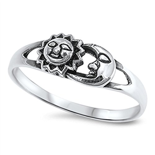 Sun Moon Universe Space Fashion Ring New .925 Sterling Silver Band Sizes 4-12