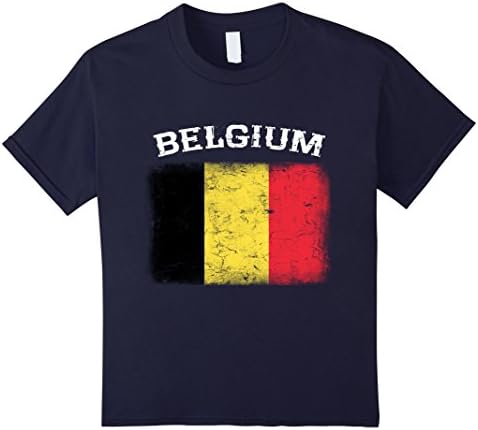 Kids Distressed Retro Faded Vintage Flag of Belgium Shirt 12 Navy