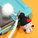 ハローキティ 雪だるま　ニット帽キティ 根付けストラップ　ブラック