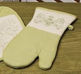 FLORAL OVEN MITT green SAGE Cooking Kitchen