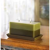 Two Tone Greenery Scented Candle and Holder Set