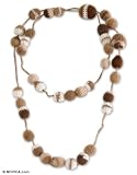 100% alpaca wool long necklace, 'Pompoms'